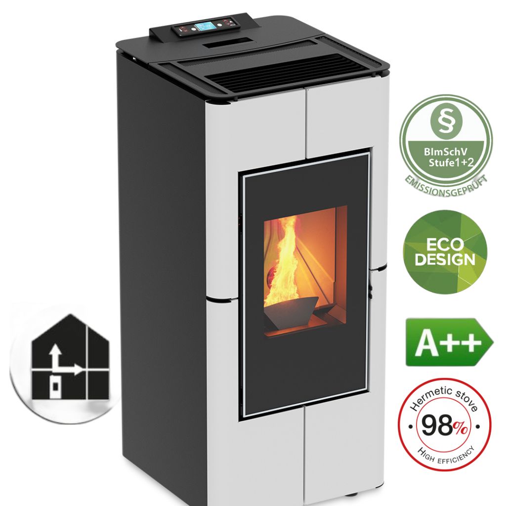 Kanalisierbarer Pelletofen 9 kW Ermetica 98 Nux 10C Kanalisierbarer Pelletofen 9 kW Ermetica 98 Nux 10C